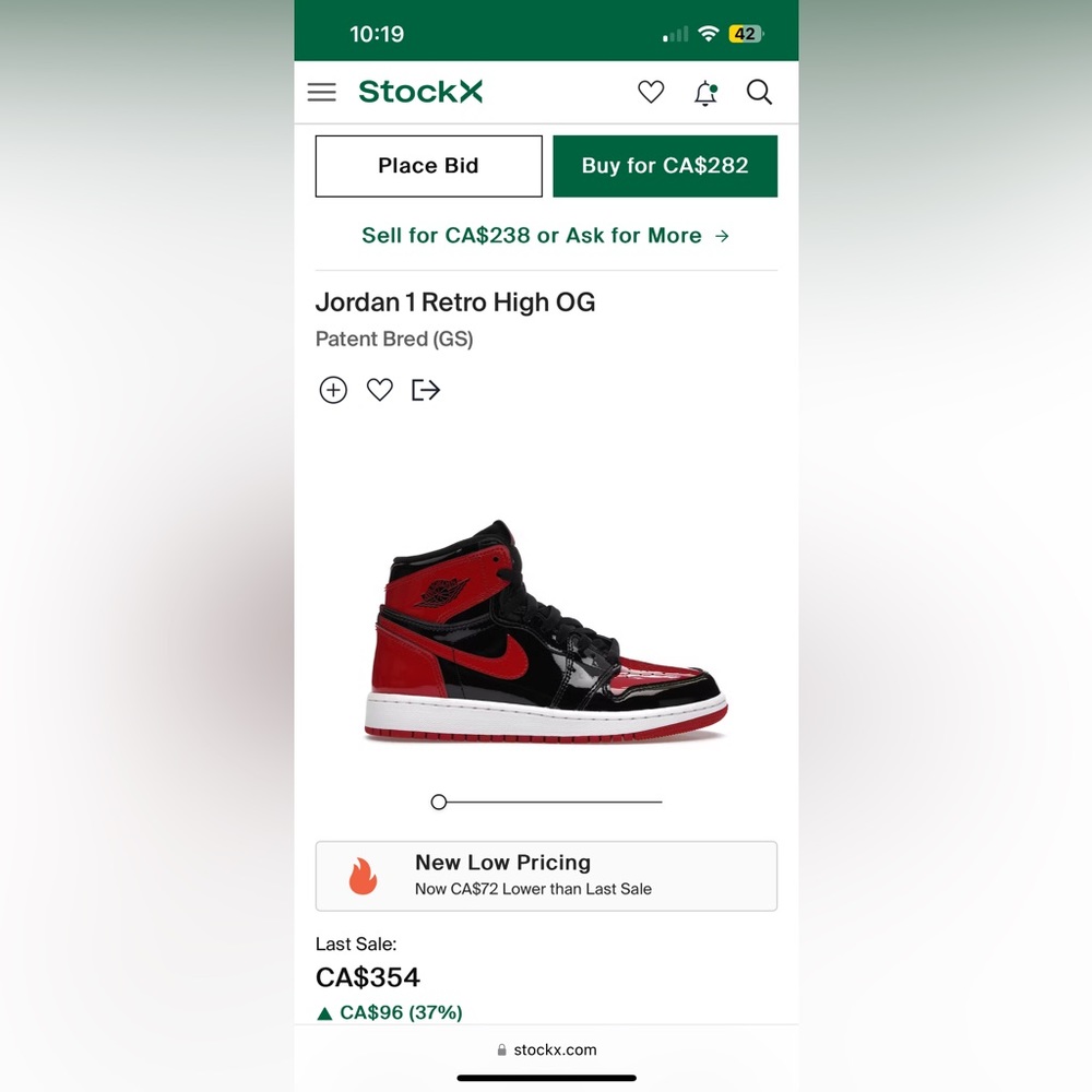 Jordan 1 retro high patent bred